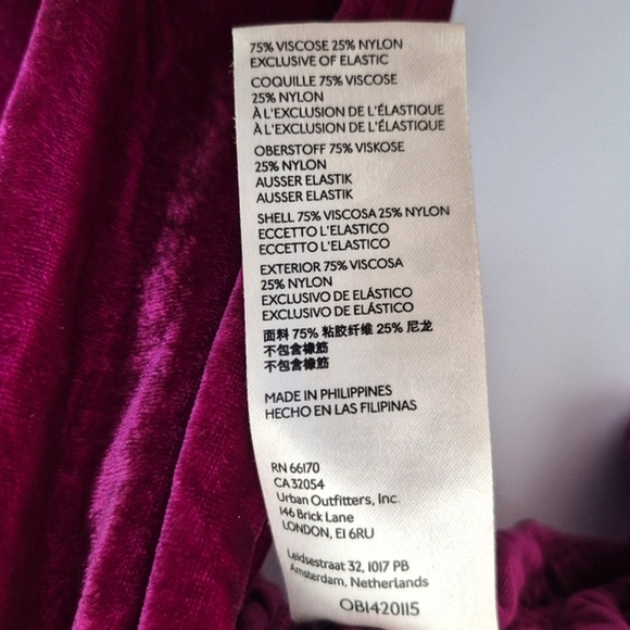 Anthropologie Raspberry Magenta Deep Pink Velvet Smocked Long Sleeve Top XXS - Picture 10 of 14